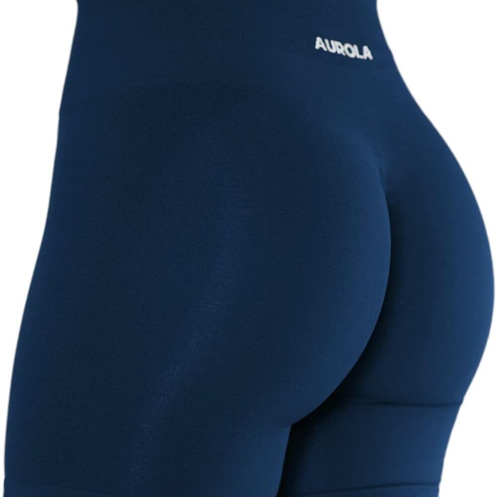 Women's Seamless Scrunch Workout Shorts Tuxedo Blue High Waist Sport